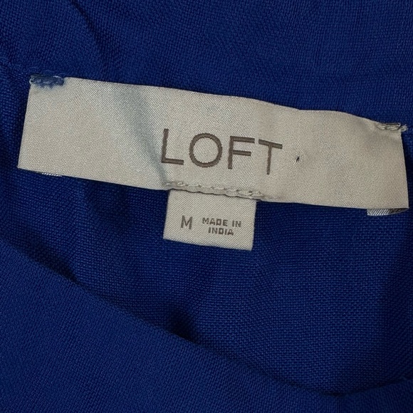 Loft Linen Cotton Floral Embroidered Ruffle Square Neck Swing Dress - Picture 5 of 9